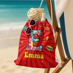 Personalized Cool Hero Comic Design Star Initial Drawstring Beach Backpack with Name Beach Party Birthday Gift for Kids