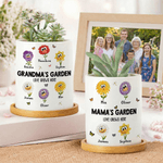 Personalised Cartoon Birth Flower Butterfly Ceramic Planter Pot with Names Text and Bamboo Tray Daily Use Mother's Day Gift for Mom Grandma