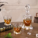 Personalized Engraved Twisted 11 oz Old Fashioned Whiskey Glass Decanter Set with Name and Initial Father's Day Gift for Men Whiskey Enthusiasts