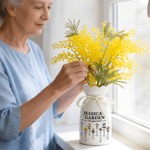Personalized Birth Flower Ceramic Vase with Name and Title Mother's Day Birthday Gift for Mom Grandma Family