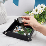 Personalized Love You DAD PU Leather Catchall Snap Tray with 6 Photos Desktop Storage Organizer Father's Day Birthday Gift for Fathers