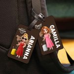 Etichetta per bagagli personalizzata con nome e personaggio animato, accessori da viaggio - Regalo di compleanno per amanti dei viaggi in famiglia