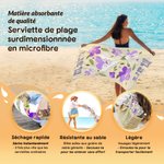 Serviette de plage surdimensionnée personnalisée avec nom et fleur de naissance - Style abstrait -  Cadeau d'anniversaire pour la famille et les amis