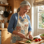 Personalized Floral Patchwork Plaid Adjustable Apron with Name Mother's Day Birthday Gift for Grandma Mom