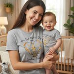 Personalisierter Babybody mit Tierfamilie und Kranz | T-Shirt im Partnerlook wählbar | 100% Baumwolle | mit Namen | Muttertag Geschenk für Babys Mama