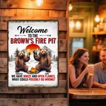 Personalized Welcome to the Camping Bear Family Tinplate Painting with Names Daily Use Outdoor Family Gathering Gift for Family Camping Lovers
