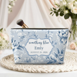 Personalized Floral Portable Makeup Bag with Name Date Daily Use Travel Storage Anniversary Birthday Wedding Gift for Woman Bridesmaid