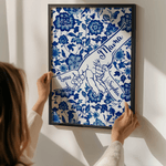 Personalised Toile De Jouy Holding Hands Poster Painting Framed Painting with Name Wall Decor Mother's Day Birthday Gift for Mom Woman