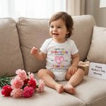 Gepersonaliseerd Gelukkige 1e Moederdag 100% Katoenen Baby rompertje met Namen Baby Shower Moederdagcadeau voor Pasgeborenen