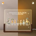 Personalised Cute Duck Family LED Night Light with Names and Wooden Base Home Decor Mother's Day Birthday Gift for Mom Grandparent Family