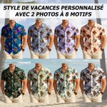 Chemise Hawaïenne Personnalisée avec 1-2 Photos Design de Palmier Chemise à Manches Courtes pour Vacances d'Été Cadeau pour Homme