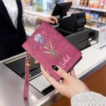 Personalized Birth Flower PU Leather Vintage Wallet with Name Birthday Mother's Day Gift for Mother Woman