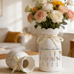 Personalised Birth Flower Ceramic Vase with 1-10 Names Birthday Mother's Day Gift for Mother Grandmother