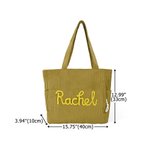 Personalised Multicolour Large Capacity Corduroy Tote Bag with Winding Name Travel Essential Birthday Gift for Women