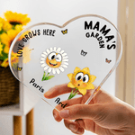 Personalised Cute 1-16 Birth Flowers Heart-Shaped Acrylic Plaque with Title and Name Anniversary Mother's Day Gift for Moms Kids