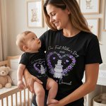 Personalisierter Babybody mit Tierfamilie und Kranz | T-Shirt im Partnerlook wählbar | 100% Baumwolle | mit Namen | Muttertag Geschenk für Babys Mama