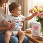Gepersonaliseerd Gelukkige 1e Moederdag 100% Katoenen Baby rompertje met Namen Baby Shower Moederdagcadeau voor Pasgeborenen