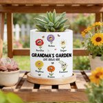 Personalised Cartoon Birth Flower Butterfly Ceramic Planter Pot with Names Text and Bamboo Tray Daily Use Mother's Day Gift for Mom Grandma