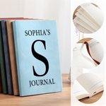 Personalized Birth Flower Bouquet Initial A5 Leather Notebook with Name Office Supplies Birthday Gift for Family Friends