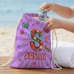 Personalized Cool Hero Comic Design Star Initial Drawstring Beach Backpack with Name Beach Party Birthday Gift for Kids