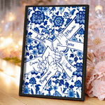 Personalised Toile De Jouy Holding Hands Poster Painting Framed Painting with Name Wall Decor Mother's Day Birthday Gift for Mom Woman