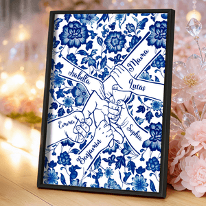 Henkilökohtainen Toile De Jouy Holding Hands Poster Painting Kehystetty maalaus nimellä Wall Decor Äitienpäivä Syntymäpäivä Lahja äidille nainen