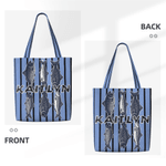Personalized Sardine Mackerel Flounder Large Capacity Canvas Tote Bag with Name Daily Use Birthday Gift for Fishing Lovers