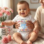 Gepersonaliseerd Gelukkige 1e Moederdag 100% Katoenen Baby rompertje met Namen Baby Shower Moederdagcadeau voor Pasgeborenen