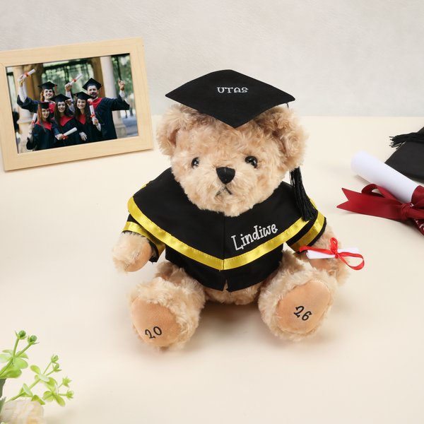 Personalized Cute Graduation Teddy Bear Plush Toy with Name Year and School Name Graduation Gift for Graduates