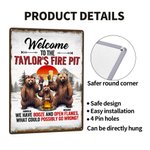 Personalized Welcome to the Camping Bear Family Tinplate Painting with Names Daily Use Outdoor Family Gathering Gift for Family Camping Lovers