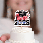 Personlig blomsterdekorasjon med navn og årstall på cupcake-topper til uteksaminerte studenter Graduation Cap Cupcake Topper med navn og år Festdekorasjon Graduation Gift for Graduates Friends