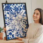 Personalised Toile De Jouy Holding Hands Poster Painting Framed Painting with Name Wall Decor Mother's Day Birthday Gift for Mom Woman