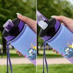 Personalised Initial Cute Animal 17 oz Kid Name Water Bottle with Silicone Straw Back to School Daily Use Children's Day Birthday Gift for Boy Girl