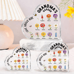 Personalised Cute 1-16 Birth Flowers Heart-Shaped Acrylic Plaque with Title and Name Anniversary Mother's Day Gift for Moms Kids