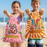 Personalized Cool Hero Comic Design Star Initial Drawstring Beach Backpack with Name Beach Party Birthday Gift for Kids