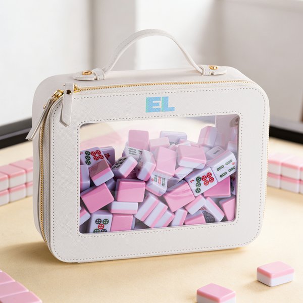 Gepersonaliseerde draagbare PU lederen Mahjong tegel tas met kleurrijke monogram Mahjong accessoire Moederdag Housewarming Gift voor Mahjong liefhebbers spelers