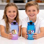Personalised Initial Cute Animal 17 oz Kid Name Water Bottle with Silicone Straw Back to School Daily Use Children's Day Birthday Gift for Boy Girl