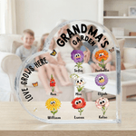 Personalised Cute 1-16 Birth Flowers Heart-Shaped Acrylic Plaque with Title and Name Anniversary Mother's Day Gift for Moms Kids