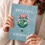 Personalized Birth Flower Bouquet Initial A5 Leather Notebook with Name Office Supplies Birthday Gift for Family Friends