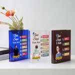 Henkilökohtainen Jumala sanoo, että olet selkeä akryyli kirja maljakko nimi ja valokuva inspiroiva syntymäpäivä kaste lahja kirjan rakastaja Christian