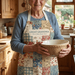 Personalized Floral Patchwork Plaid Adjustable Apron with Name Mother's Day Birthday Gift for Grandma Mom