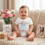 Gepersonaliseerd Gelukkige 1e Moederdag 100% Katoenen Baby rompertje met Namen Baby Shower Moederdagcadeau voor Pasgeborenen