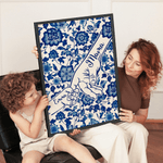 Personalised Toile De Jouy Holding Hands Poster Painting Framed Painting with Name Wall Decor Mother's Day Birthday Gift for Mom Woman