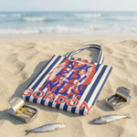 Personalized Sardine Mackerel Flounder Large Capacity Canvas Tote Bag with Name Daily Use Birthday Gift for Fishing Lovers