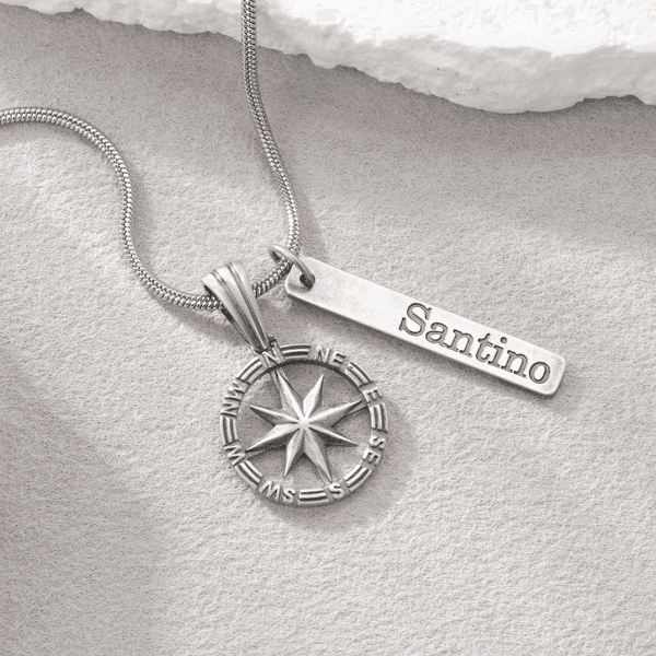 Personalizzato inciso nome bussola collana gioielli Dainty Compleanno anniversario laurea regalo per le donne uomini viaggiatori