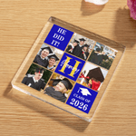 Personalized Multi-Color 6 Photos Square Acrylic Plaque with Name and Initial Desktop Decor Graduation Gift for Graduate Friend