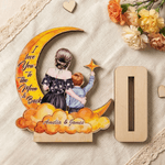 Ornement en bois avec nom Personnalisé Personnage Cartoon Moon Star Cloud Décoration de bureau Anniversaire Fête des Mères Cadeau pour Maman Enfant