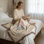 Gepersonaliseerde 1-6 Geboorte Bloemen Kwastje Zachte Deken met Namen Tekst en Titel Moederdag Verjaardagscadeau voor Oma Moeder