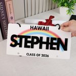 Personalised Number Plate Lei with Text and Chain Graduation Lei Daily Use Decoration Accessory Graduation Gift for High School College Graduates
