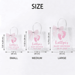 Personalized Cute Baby Feet Pattern Clear Bow Gift Bag with Name and Year Daily Use Baby Shower Gift for Newborns New Parents